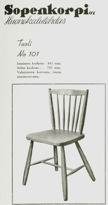 Tuoli nro 101, Sopenkorpi Oy, Lahti.
