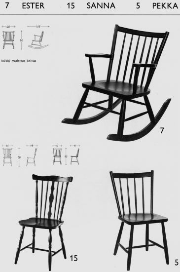 Keinutuoli nro 7, pinnatuoli nro 5 Pekka, Vakiopuu Oy, Lahti.